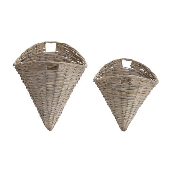 Grey Woven Willow Wall Basket Set Of 2