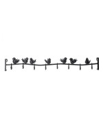 38 Inch Wall Hooks Perched Birds 8 Coat Hooks Black Iron Vintage Style