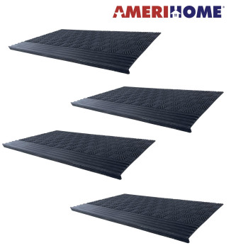 Amerihome 4 Piece Bull Nose Rubber Stair Tread Set 30 X 10 Inch