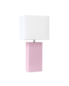 21 Contemporary Faux Leather Encased Table Lamp Blush Pink