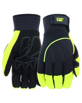 Cata Cat012224 Hivis Work Gloves Green Xlarge Synthetic Palm Gloves W Touchscreen Fingertips Adjustable Strap Padded Pal