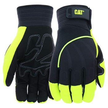 Cata Cat012224 Hivis Work Gloves Green Xlarge Synthetic Palm Gloves W Touchscreen Fingertips Adjustable Strap Padded Pal