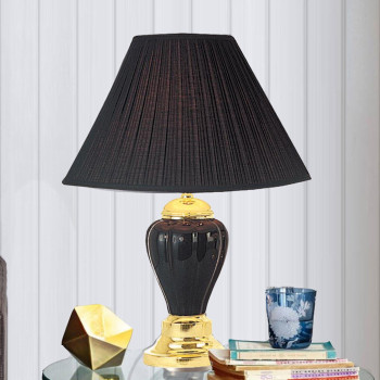 27 Tall Ceramic Table Lamp Urnshaped With Black Finish Linen Shade