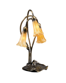 16H Amber Pond Lily 3 Lt Accent Lamp