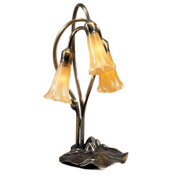 16H Amber Pond Lily 3 Lt Accent Lamp