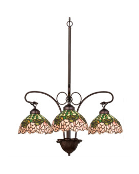 24 Wide Tiffany Cabbage Rose 3 Light Chandelier