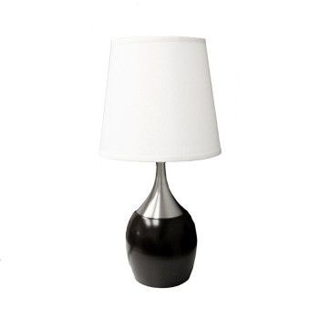 24 Tall Metal Touch Table Lamp With Espresso Finish White Shade