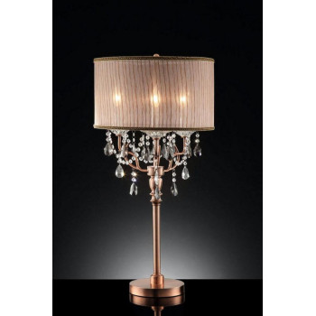 35 Tall Metal Table Lamp Rosie With Silvery Pink Finish And Crystal Accents Fabric Shade