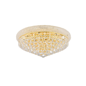 Elegant Lighting 1800F24Crc Primo Collection 12Light Flush Mount Royal Cut Crystals With Chrome Finish