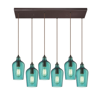 Hammered Glass Configurable Multi Pendant Oil Rubbed Bronze