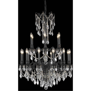 9218 Rosalia Collection Chandelier D32In H42In Lt18 Dark Bronze Finish Royal Cut Crystals