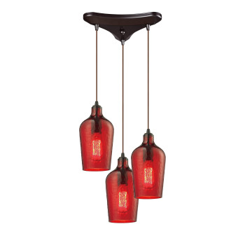 Hammered Glass Configurable Multi Pendant Oil Rubbed Bronze