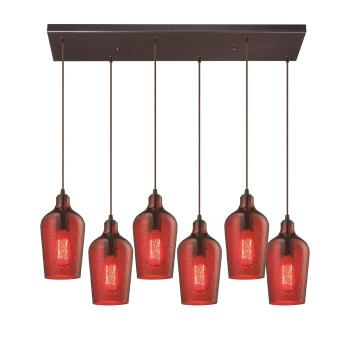 Hammered Glass Configurable Multi Pendant Oil Rubbed Bronze