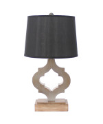 Traditional Wooden Table Lamp With Black Linen Shade