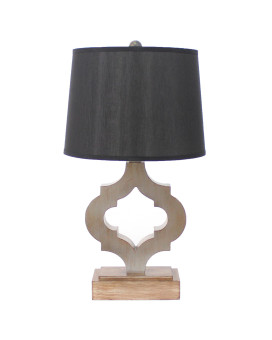 Traditional Wooden Table Lamp With Black Linen Shade