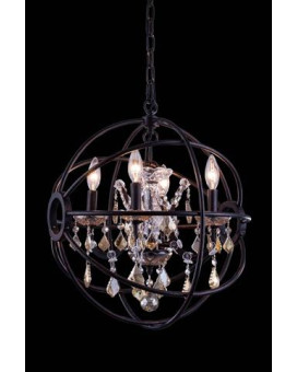 Elegant Lighting 1130D17Dbgtrc 17 Dia X 195 H In Geneva Pendent Lamp Dark Bronze44 Royal Cut Golden Teak Crystals