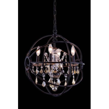 Elegant Lighting 1130D17Dbgtrc 17 Dia X 195 H In Geneva Pendent Lamp Dark Bronze44 Royal Cut Golden Teak Crystals