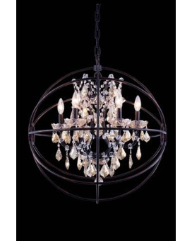 Elegant Lighting 1130D25Dbgtrc 25 Dia X 275 H In Geneva Pendent Lamp Dark Bronze44 Royal Cut Golden Teak Crystals