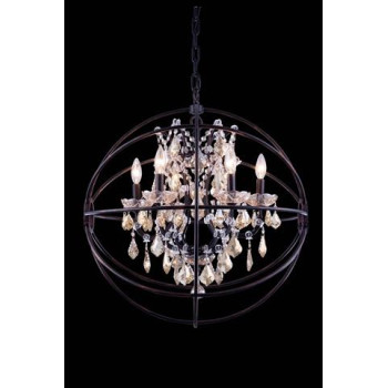 Elegant Lighting 1130D25Dbgtrc 25 Dia X 275 H In Geneva Pendent Lamp Dark Bronze44 Royal Cut Golden Teak Crystals