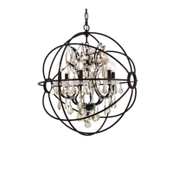 Elegant Lighting 1130D25Dbgtrc 25 Dia X 275 H In Geneva Pendent Lamp Dark Bronze44 Royal Cut Golden Teak Crystals