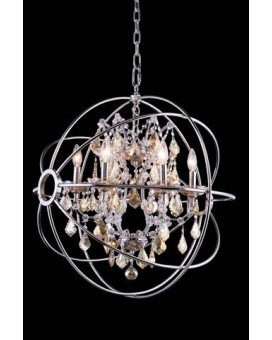 Elegant Lighting 1130D25Pngtrc 25 Dia X 275 H In Geneva Pendent Lamp Polished Nickel44 Royal Cut Golden Teak Crystals