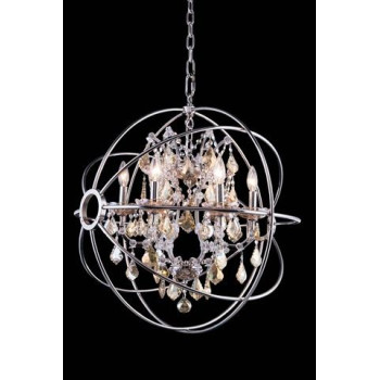 Elegant Lighting 1130D25Pngtrc 25 Dia X 275 H In Geneva Pendent Lamp Polished Nickel44 Royal Cut Golden Teak Crystals