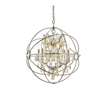 Elegant Lighting 1130D25Pngtrc 25 Dia X 275 H In Geneva Pendent Lamp Polished Nickel44 Royal Cut Golden Teak Crystals