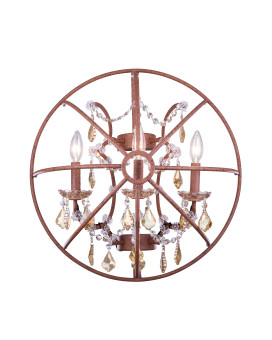 1130 Geneva Collection Wall Lamp W21 H21 E105 Lt Rustic Intent Finish Royal Cut Golden Teak Crystals