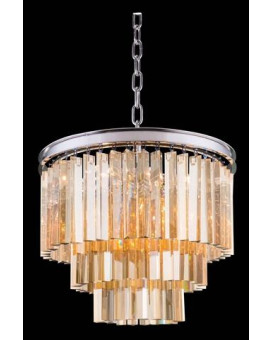 Elegant Lighting 1201D20Pngtrc 20 Dia X 205 H In Sydney Pendent Lamp Polished Nickel44 Royal Cut Golden Teak Crystals