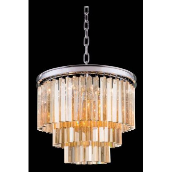 Elegant Lighting 1201D20Pngtrc 20 Dia X 205 H In Sydney Pendent Lamp Polished Nickel44 Royal Cut Golden Teak Crystals