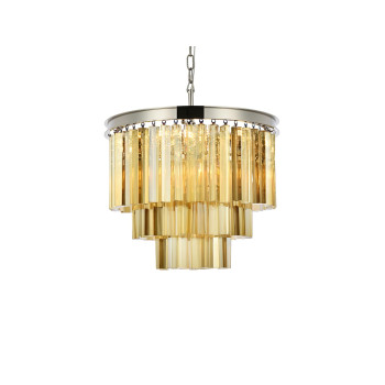 Elegant Lighting 1201D20Pngtrc 20 Dia X 205 H In Sydney Pendent Lamp Polished Nickel44 Royal Cut Golden Teak Crystals