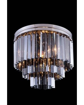 Elegant Lighting 1201F20Pnssrc 20 Dia X 16 H In Sydney Flush Mount Polished Nickel Royal Cut Silver Shade Crystals