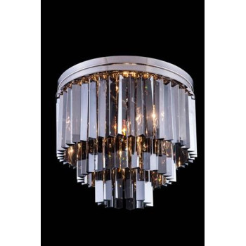 Elegant Lighting 1201F20Pnssrc 20 Dia X 16 H In Sydney Flush Mount Polished Nickel Royal Cut Silver Shade Crystals