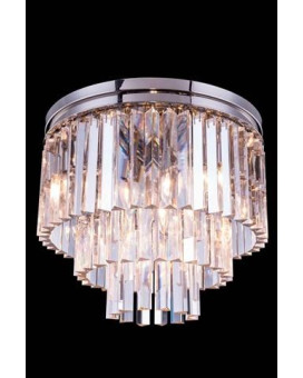 Elegant Lighting 1201F20Pnrc 20 Dia X 16 H In Sydney Flush Mount Polished Nickel Royal Cut Crystals