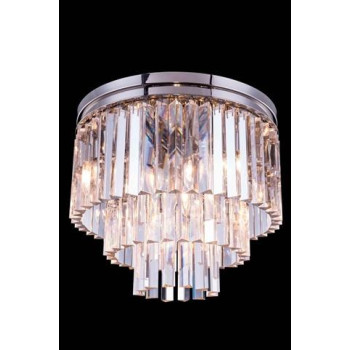 Elegant Lighting 1201F20Pnrc 20 Dia X 16 H In Sydney Flush Mount Polished Nickel Royal Cut Crystals