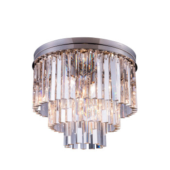 Elegant Lighting 1201F20Pnrc 20 Dia X 16 H In Sydney Flush Mount Polished Nickel Royal Cut Crystals