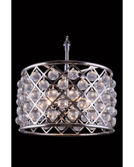 Elegant Lighting 1204D20Pnrc 20 Dia X 13 H In Madison Pendent Lamp Polished Nickel Royal Cut Crystals