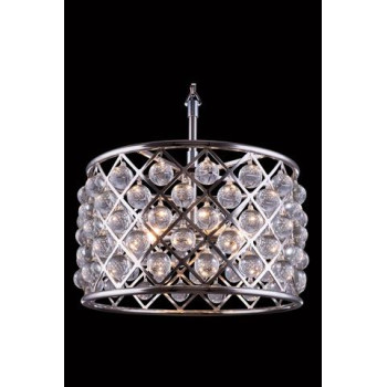 Elegant Lighting 1204D20Pnrc 20 Dia X 13 H In Madison Pendent Lamp Polished Nickel Royal Cut Crystals