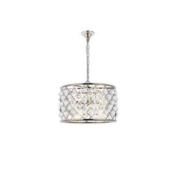 Elegant Lighting 1204D20Pnrc 20 Dia X 13 H In Madison Pendent Lamp Polished Nickel Royal Cut Crystals