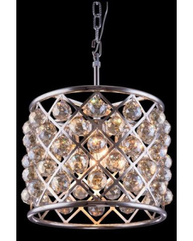 Elegant Lighting 1206D14Pngtrc 14 Dia X 13 H In Madison Pendent Lamp Polished Nickel Royal Cut Golden Teak Crystals