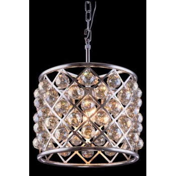 Elegant Lighting 1206D14Pngtrc 14 Dia X 13 H In Madison Pendent Lamp Polished Nickel Royal Cut Golden Teak Crystals