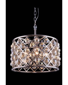 Elegant Lighting 1206D20Pngtrc 20 Dia X 13 H In Madison Pendent Lamp Polished Nickel Royal Cut Golden Teak Crystals