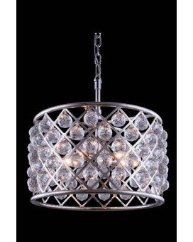 Elegant Lighting 1206D20Pnrc 20 Dia X 13 H In Madison Pendent Lamp Polished Nickel44 Royal Cut Crystals