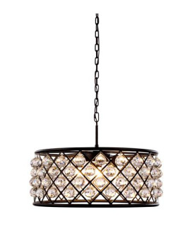 Elegant Lighting 1214D25Mbrc 25 Dia X 105 H In Madison Pendant Lamp Mocha Brown Royal Cut Crystal Clear