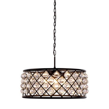 Elegant Lighting 1214D25Mbrc 25 Dia X 105 H In Madison Pendant Lamp Mocha Brown Royal Cut Crystal Clear