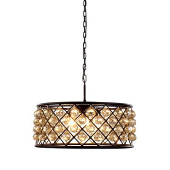 Elegant Lighting 1214D25Mbgtrc 25 Dia X 105 H In Madison Pendant Lamp Mocha Brown Royal Cut Golden Teak Smoky