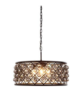 Elegant Lighting 1214D25Mbssrc 25 Dia X 105 H In Madison Pendant Lamp Mocha Brown Royal Cut Silver Shade Grey