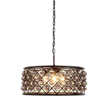 Elegant Lighting 1214D25Mbssrc 25 Dia X 105 H In Madison Pendant Lamp Mocha Brown Royal Cut Silver Shade Grey