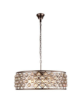 Elegant Lighting 1214D32Pnrc 32 Dia X 105 H In Madison Pendant Lamp Polished Nickel Royal Cut Crystal Clear