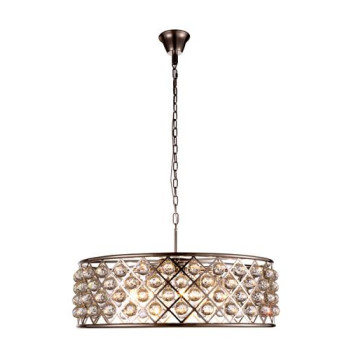 Elegant Lighting 1214D32Pnrc 32 Dia X 105 H In Madison Pendant Lamp Polished Nickel Royal Cut Crystal Clear